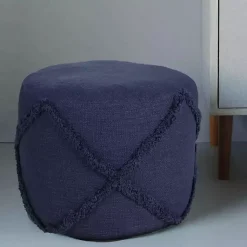 Discount Navy Diamond Tufted Pouf Poufs & Floor Cushions