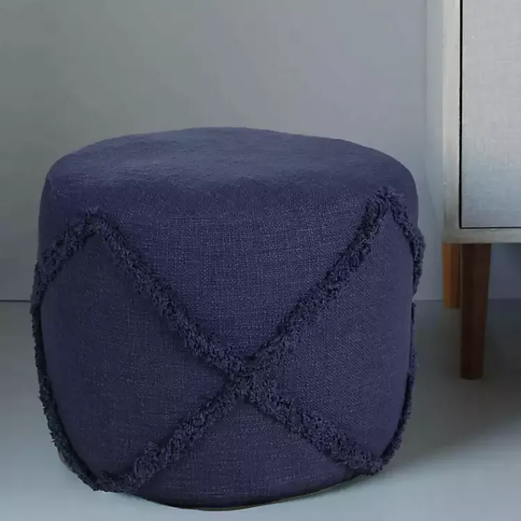 Discount Navy Diamond Tufted Pouf Poufs & Floor Cushions