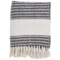 Discount Navy Diamond Weave Throw with Tassels Blankets & Throws