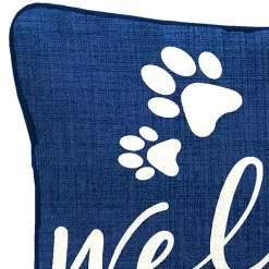 Kirklands Home Outdoor Cushions & Pillows|Navy Dogs Welcome Outdoor Lumbar Pillow