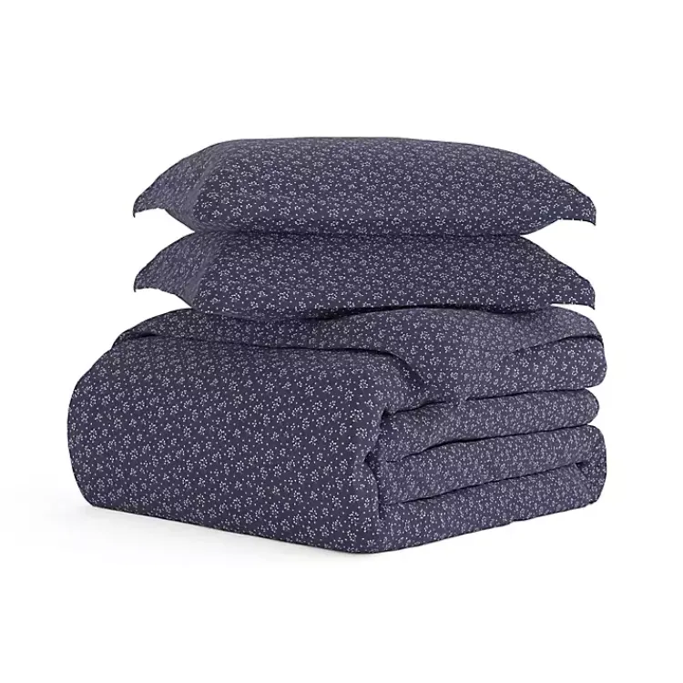 Kirklands Home Duvets|Navy Elegant Floral 3-pc. Queen Duvet Cover Set Blue