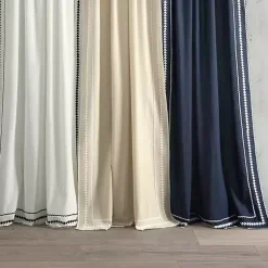 Kirklands Home Curtains & Drapes|Navy Embroidered Ric Rac Curtain Panel, 84 in. Blue