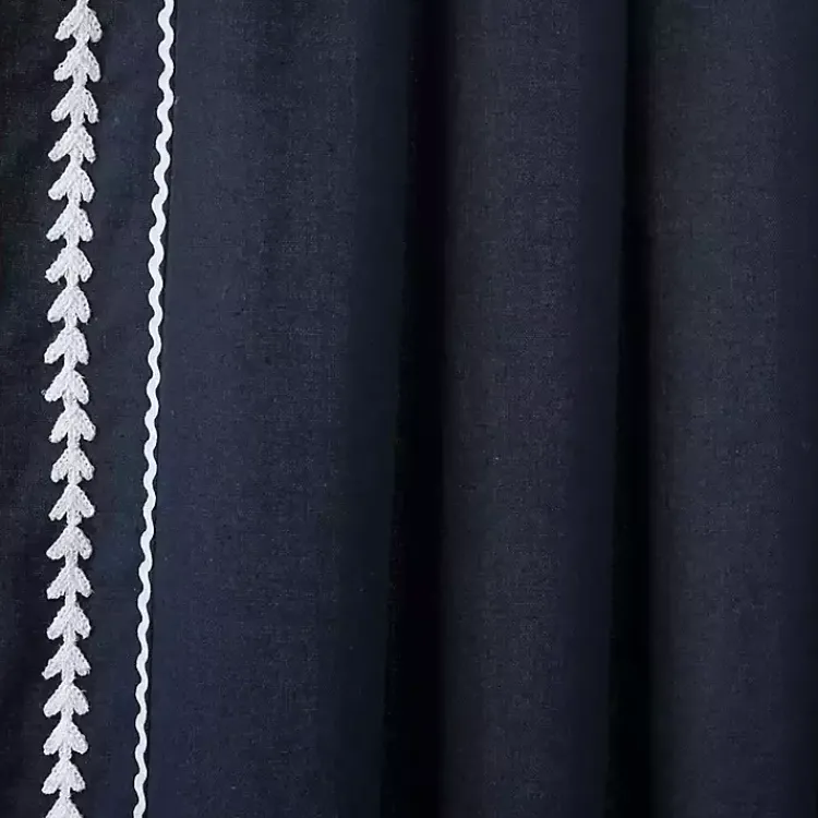 Kirklands Home Curtains & Drapes|Navy Embroidered Ric Rac Curtain Panel, 84 in. Blue