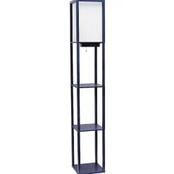 Kirklands Home Floor Lamps|Navy Etagere Shelf Charging Floor Lamp Blue