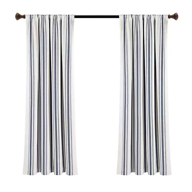Kirklands Home Curtains & Drapes|Navy Farmhouse Stripe Curtain Panels, Set of 2