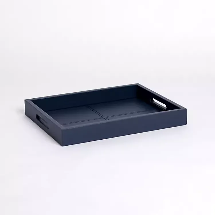 Discount Navy Faux Leather Decorative Tray Decorative Trays