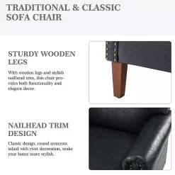 Kirklands Home Accent Chairs|Navy Faux Leather Nailhead Taylor Armchair Blue