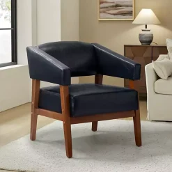 Kirklands Home Accent Chairs|Navy Faux Leather Nicki Accent Chair Blue