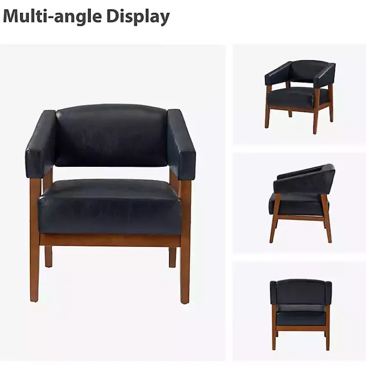 Kirklands Home Accent Chairs|Navy Faux Leather Nicki Accent Chair Blue