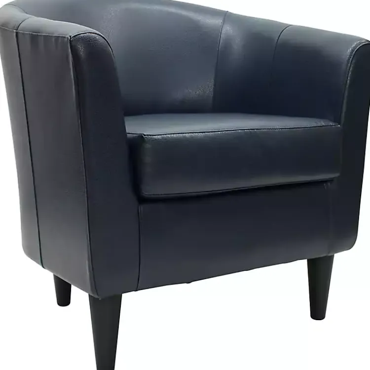 Kirklands Home Accent Chairs|Navy Faux Leather Winslow Accent Chair Blue