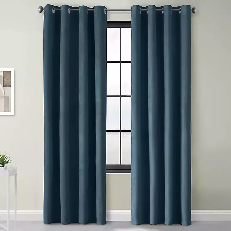 Kirklands Home Curtains & Drapes|Navy Faux Suede Blackout Curtain Panel, 95 in. Blue