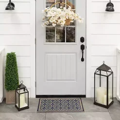 Kirklands Home Doormats|Navy Floral Pattern Doormat