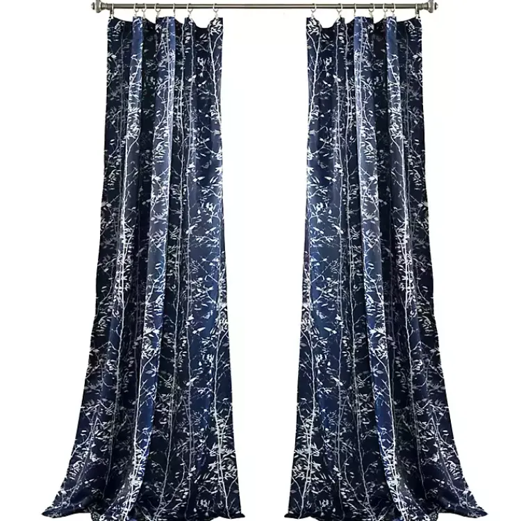 Kirklands Home Curtains & Drapes|Navy Forest Curtain Panel Set, 95 in. Blue