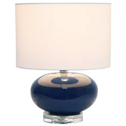 Kirklands Home Table Lamps|Navy Glass Short Oval Table Lamp Blue