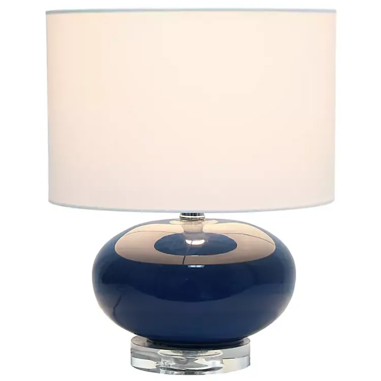 Kirklands Home Table Lamps|Navy Glass Short Oval Table Lamp Blue