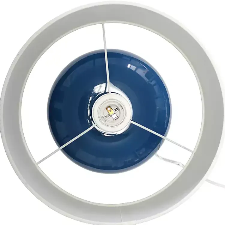 Kirklands Home Table Lamps|Navy Glass Short Oval Table Lamp Blue