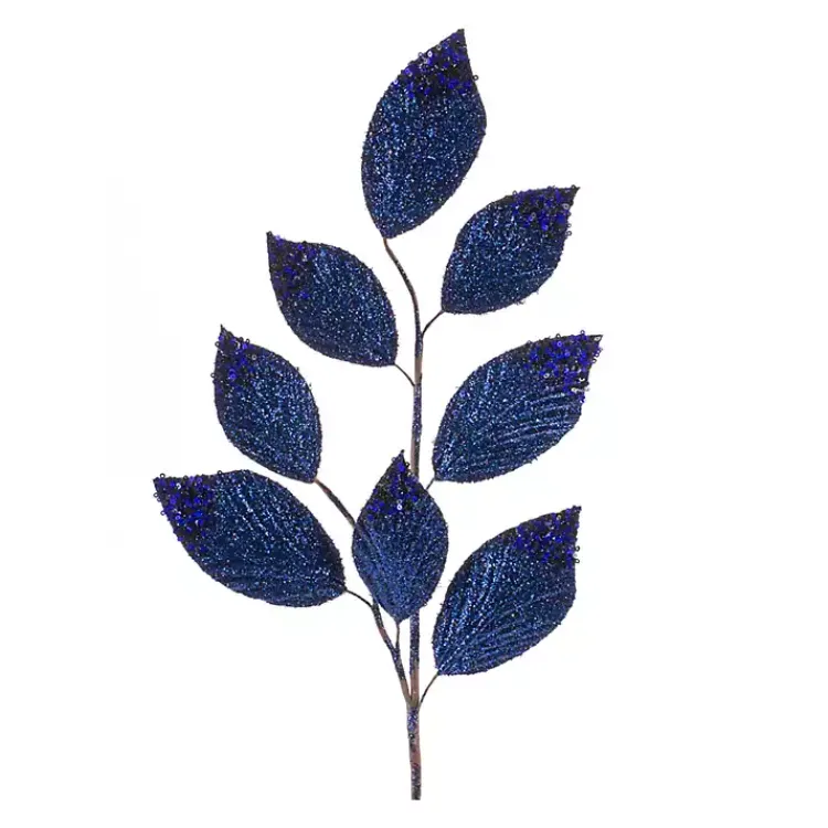 Best Navy Glitter Leaf Sprays, Set of 6 Christmas Arrangements & Garland