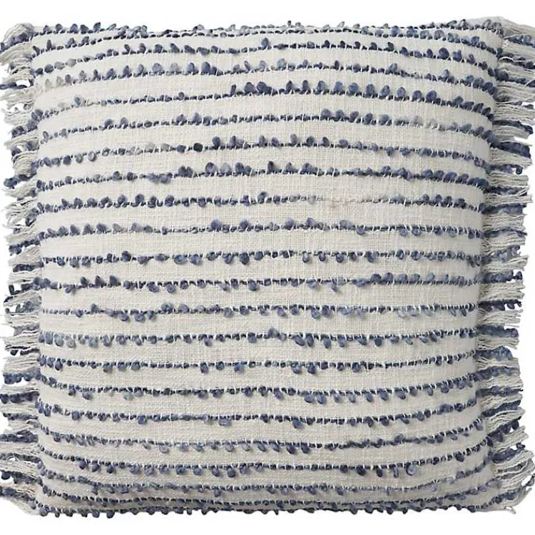 Clearance Navy Handstitched Stripes Throw Pillow Pillows