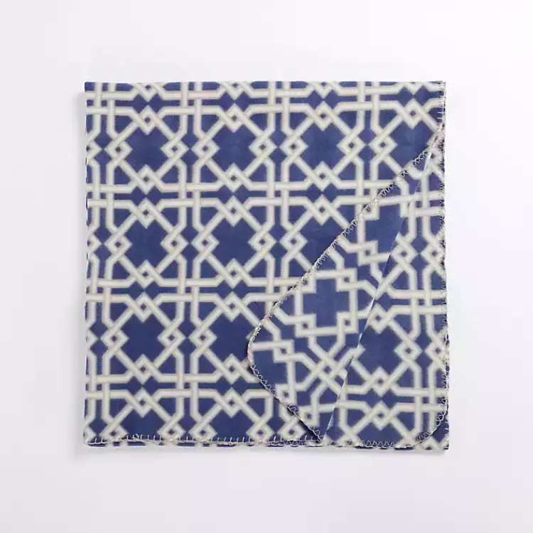 Outlet Navy Lattice Pattern Fleece Throw Blankets & Throws
