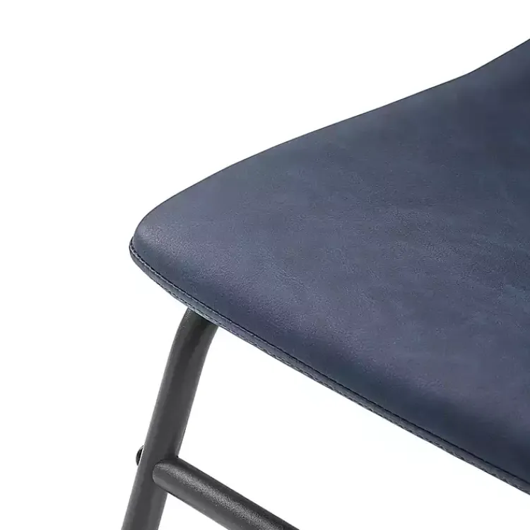 Kirklands Home Dining Chairs|Navy Leather Industrial Dining Chairs, Set of 2 Blue