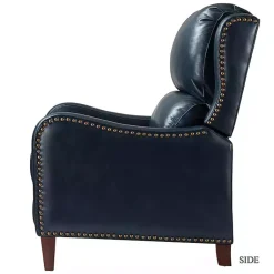 Kirklands Home Accent Chairs|Navy Leather Nailhead Traditional Recliner Blue