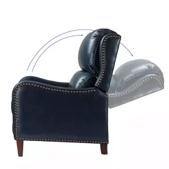 Kirklands Home Accent Chairs|Navy Leather Nailhead Traditional Recliner Blue
