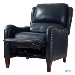 Kirklands Home Accent Chairs|Navy Leather Nailhead Traditional Recliner Blue