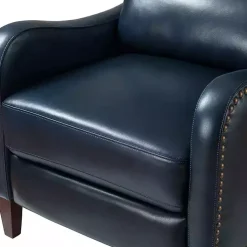 Kirklands Home Accent Chairs|Navy Leather Nailhead Traditional Recliner Blue