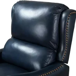 Kirklands Home Accent Chairs|Navy Leather Nailhead Traditional Recliner Blue