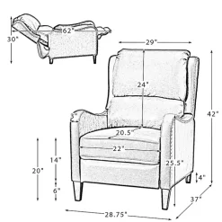 Kirklands Home Accent Chairs|Navy Leather Nailhead Traditional Recliner Blue