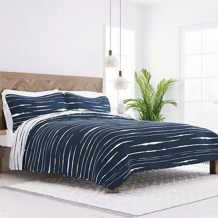 Kirklands Home Quilts|Navy Linear Reversible 2-pc. Twin Quilt Set