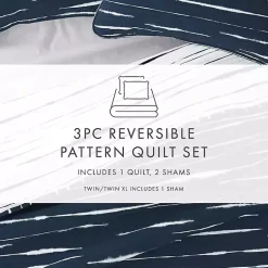 Kirklands Home Quilts|Navy Linear Reversible 2-pc. Twin Quilt Set