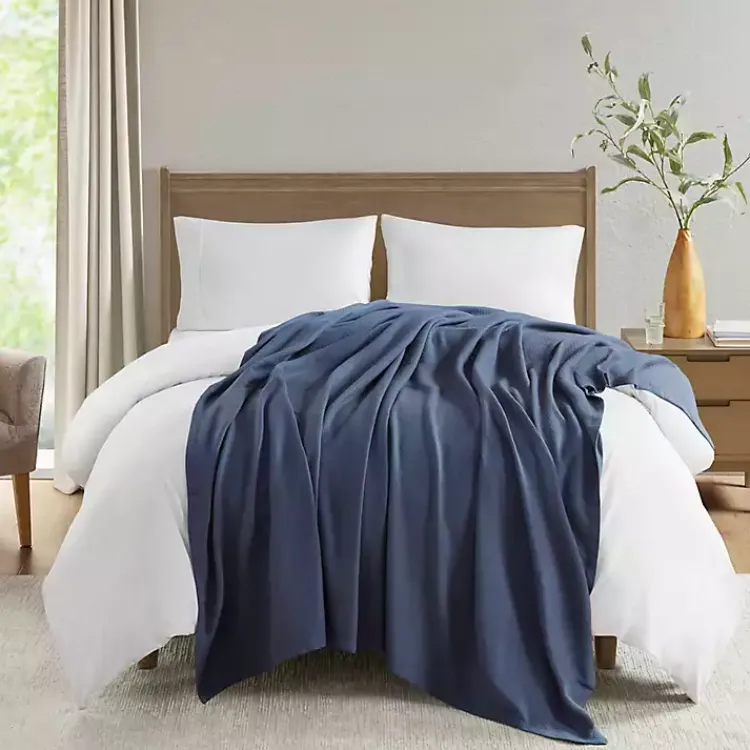 New Navy Liquid Cotton Twin Blanket Blankets & Throws
