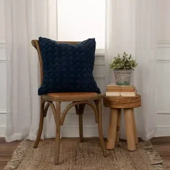 Clearance Navy Looped Cotton Throw Pillow Pillows