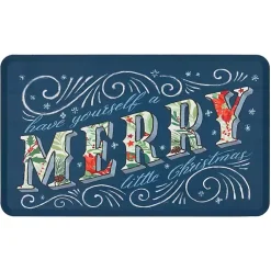 Kirklands Home Kitchen & Floor Mats|Navy Merry Little Christmas Kitchen Mat Blue