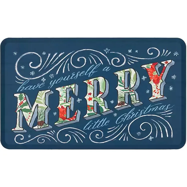 Kirklands Home Kitchen & Floor Mats|Navy Merry Little Christmas Kitchen Mat Blue