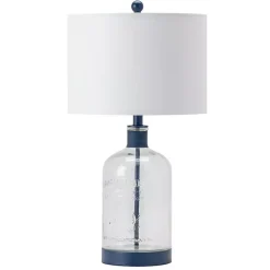 Kirklands Home Table Lamps|Navy Metal and Glass Jar Table Lamp White