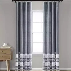 Kirklands Home Curtains & Drapes|Navy Nantucket Fringe Curtain Panel Set, 84 in.