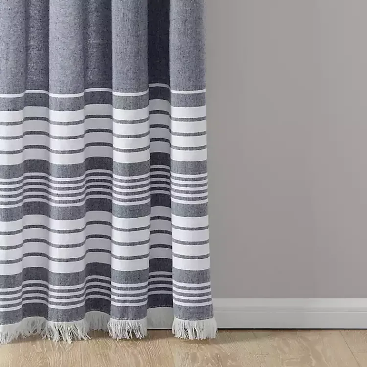 Kirklands Home Curtains & Drapes|Navy Nantucket Fringe Curtain Panel Set, 84 in.