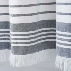 Kirklands Home Curtains & Drapes|Navy Nantucket Fringe Curtain Panel Set, 84 in.