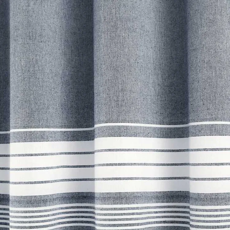 Kirklands Home Shower Curtains|Navy Nantucket Tassel Fringe Shower Curtain Blue