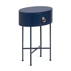 Kirklands Home Accent & End Tables|Navy Oval Decklyn Accent Table Blue