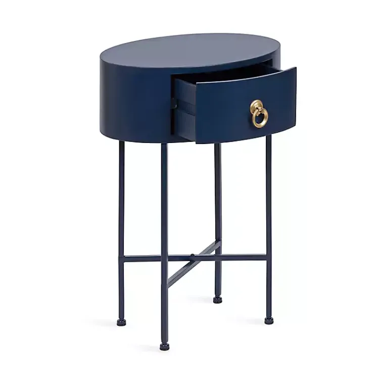 Kirklands Home Accent & End Tables|Navy Oval Decklyn Accent Table Blue