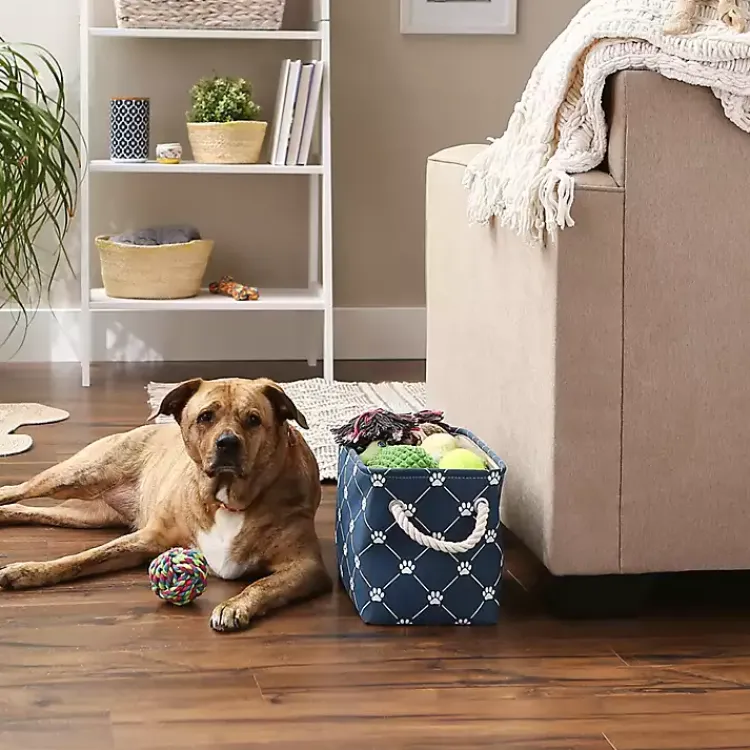 New Navy Paw Trellis Rectangle Basket, 14 in. Baskets & Boxes