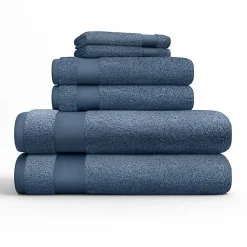 Kirklands Home Bath Towels|Navy 6-pc. Essential Cotton Bath Towels Blue