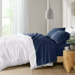 Kirklands Home Bed Sheets|Navy Peached Percale 4-pc. King Sheet Set Blue
