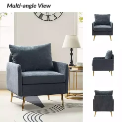Kirklands Home Accent Chairs|Navy Penny Upholstered Accent Chair Blue