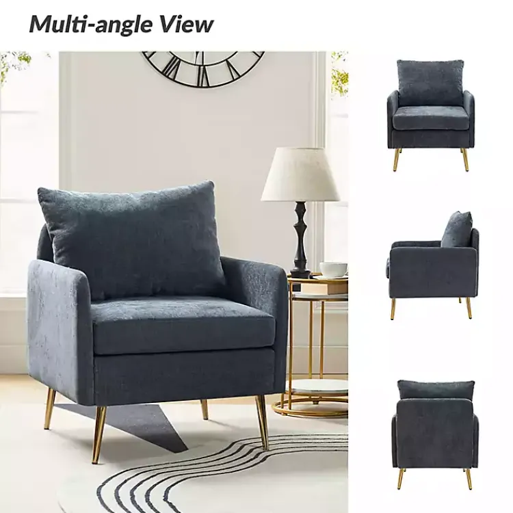 Kirklands Home Accent Chairs|Navy Penny Upholstered Accent Chair Blue