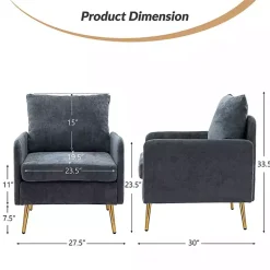 Kirklands Home Accent Chairs|Navy Penny Upholstered Accent Chair Blue