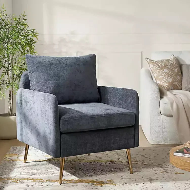Kirklands Home Accent Chairs|Navy Penny Upholstered Accent Chair Blue